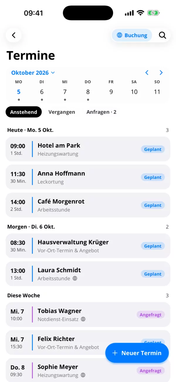 Termine, aus denen Rechnungen werden.
