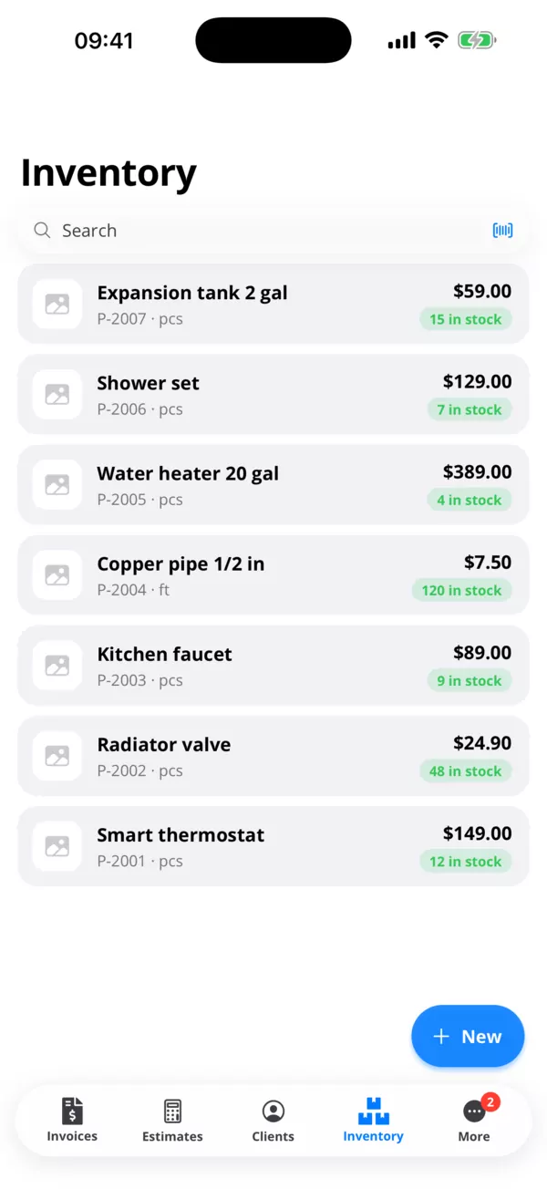 Clients, products and services on file.