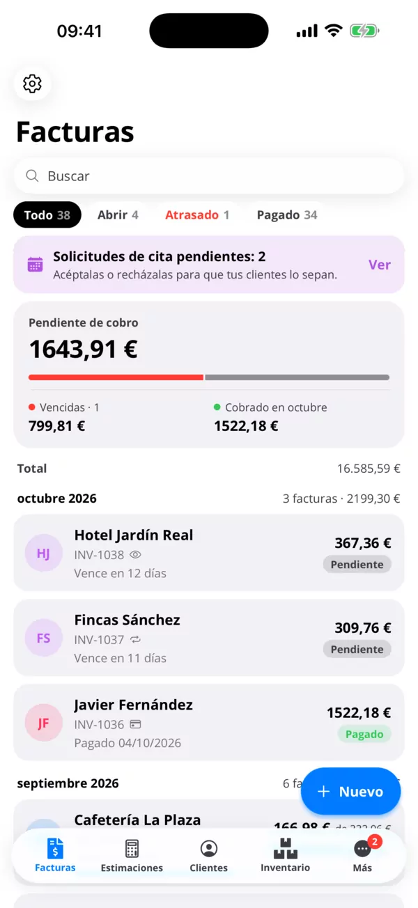 Facturas que tus clientes pagan con tarjeta.