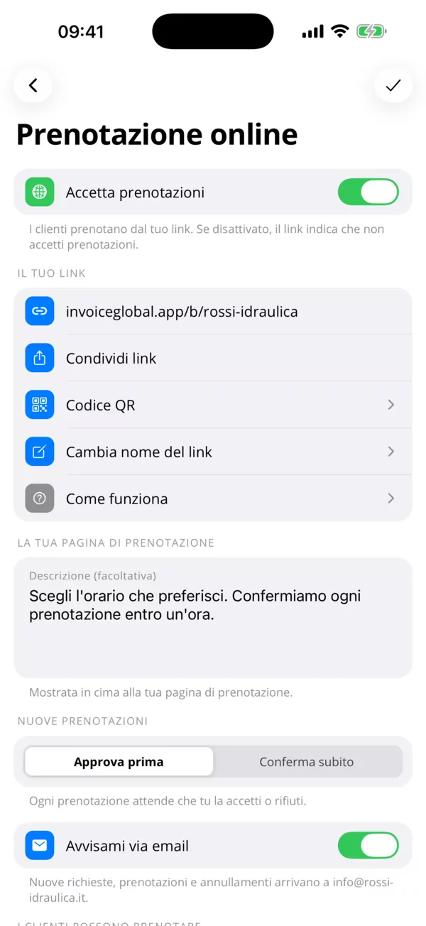 I tuoi servizi, i tuoi orari.