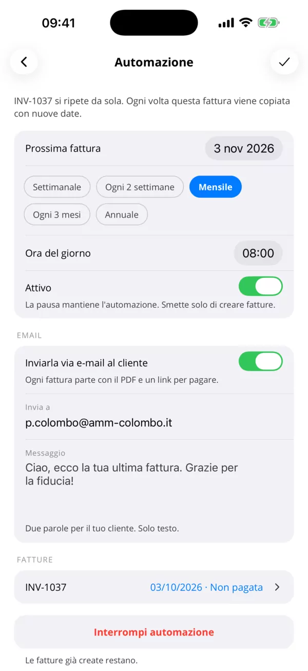 Fatture che si inviano da sole.