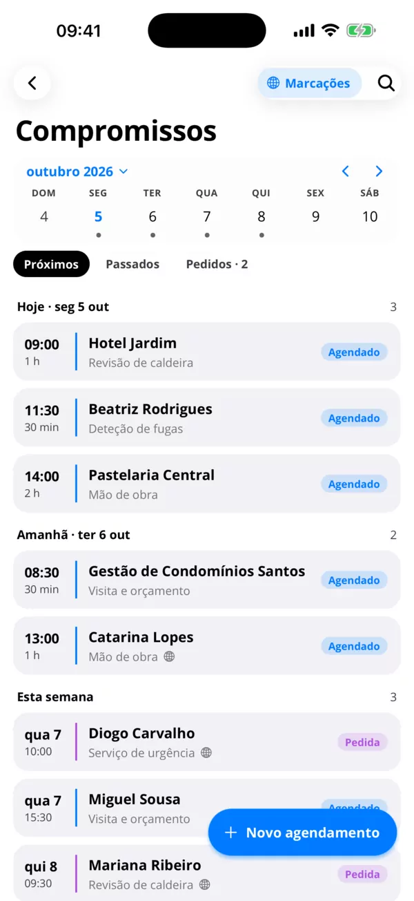 Marcações que passam a faturas.