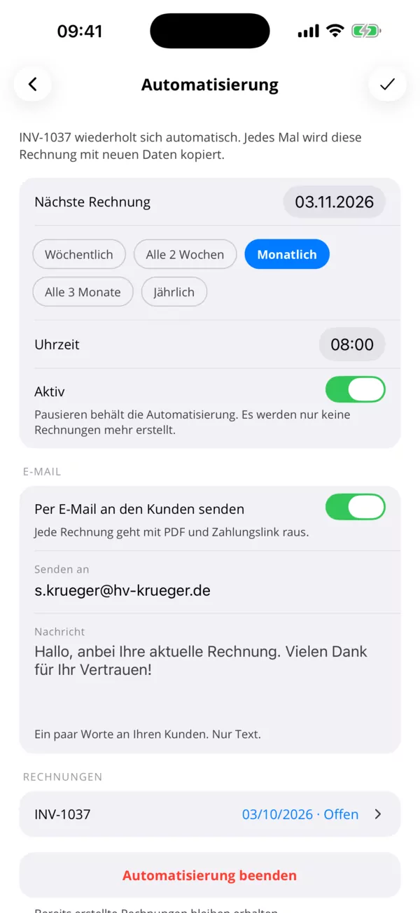 Rechnungen, die sich selbst verschicken.