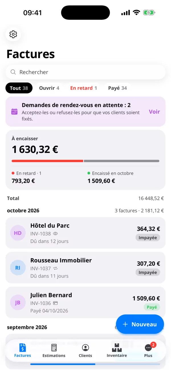 Des factures payées par carte.